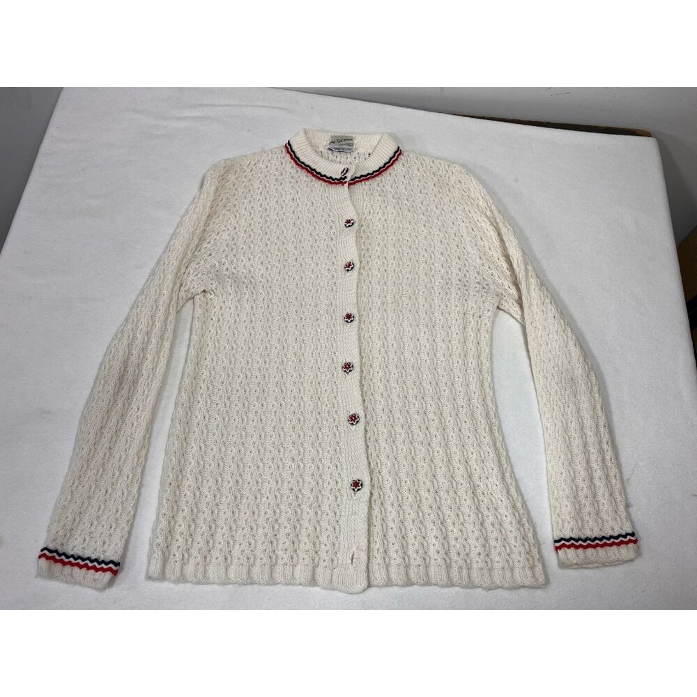 Vintage Jaks Fifth Avenue Knit Cardigan Red White Blue Star Buttons USA